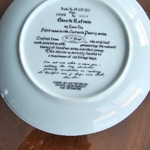 W.L. George Collectible Plate Chickadee Birds Gentle Refrain ~ 2 Available - Picture 4 of 4